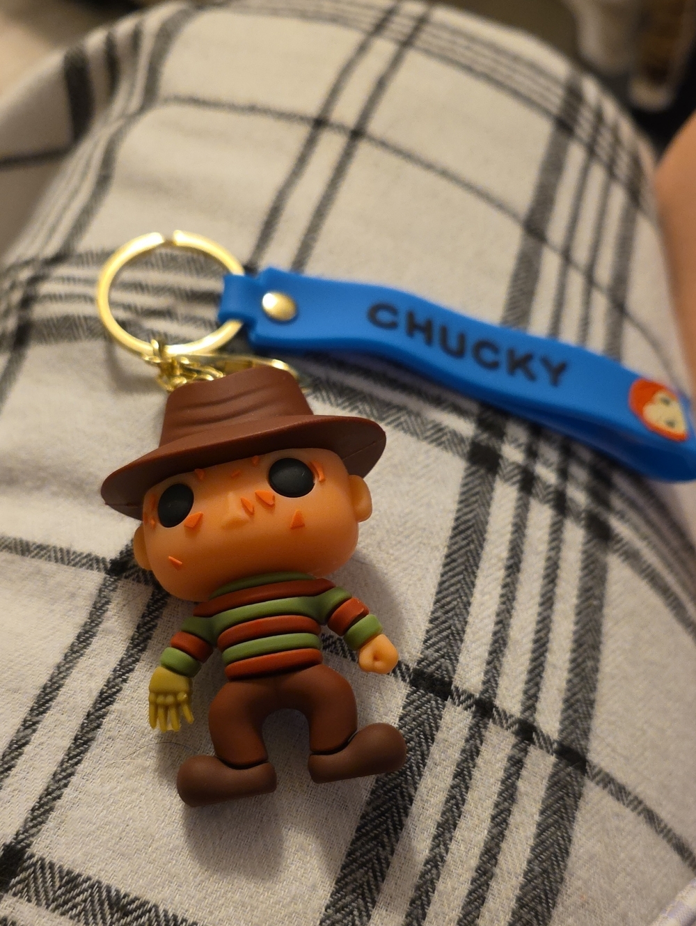Chucky Keychain with Blue Name Tag